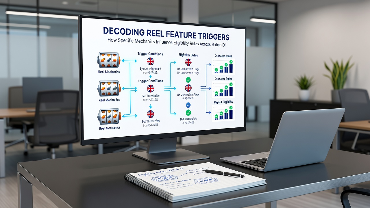 Infographic illustrating how different reel triggers connect to bonus eligibility criteria on UK gaming sites