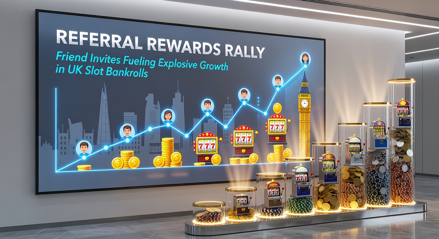 Screenshot of a UK slot site's referral dashboard showing pending rewards and invite links, highlighting growth mechanics