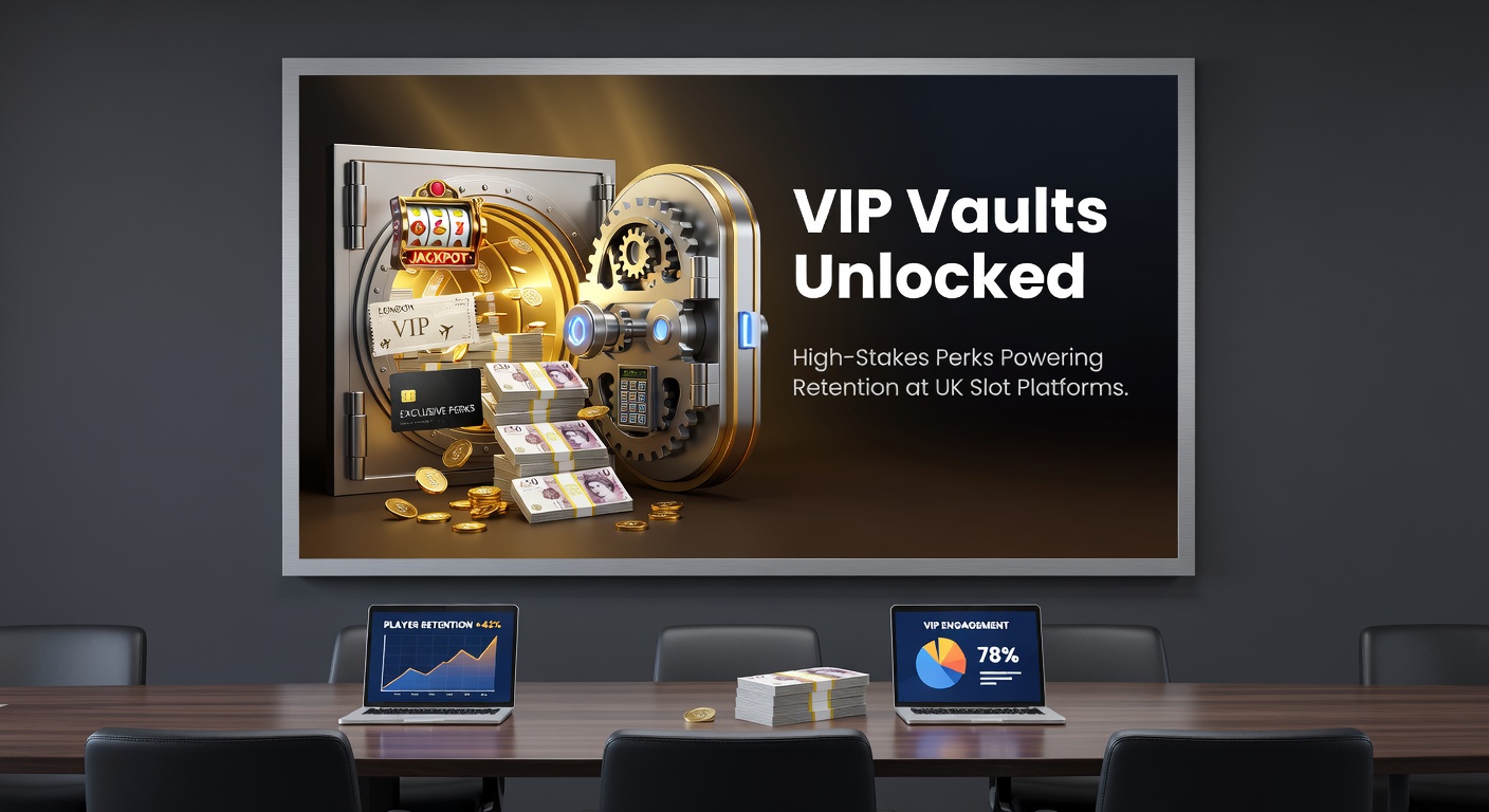Screenshot of a UK slot platform's VIP dashboard showing tier progression, cashback meters, and exclusive perk icons glowing against a sleek black background